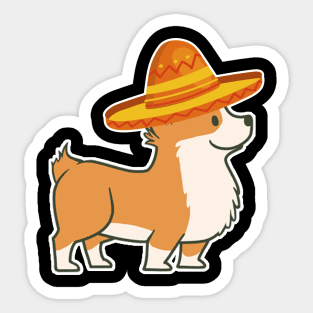 Cute dog corgi mexico cinco de mayo Sticker